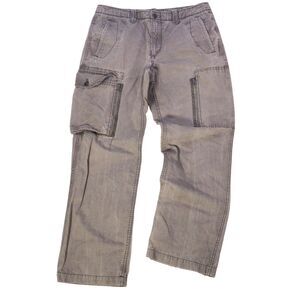 Eddie Bauer Cargo Pants Mens 34x32 Gray Paratrooper Military Grunge Distressed